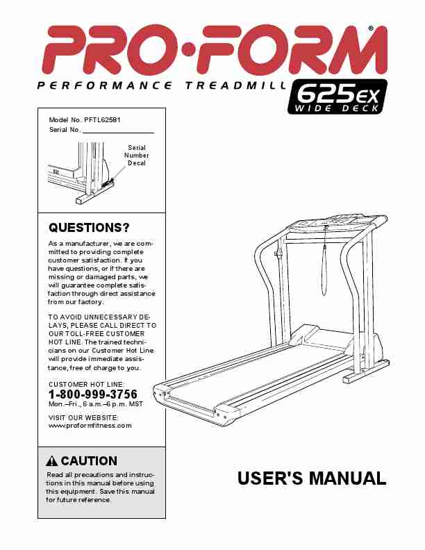 ProForm Treadmill 625 EX-page_pdf